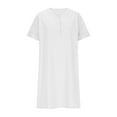 thumbnail image 4 of Women Dresses under $10! Cagogo Women's Cotton Linen Midi Dresses Summer Short Sleeve Comfy Sundresses Beach Wear Trendy Vacation Clothes 2025, 4 of 6
