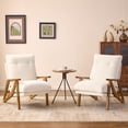 thumbnail image 3 of Ktaxon Mid Century Chenille Accent Chair, 5 Position Adjustable Recliner Chair, Rubber Wood Frame Lounge Chair for Living Room Bedroom Office Creamy White, 3 of 8