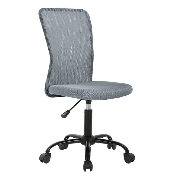 Grey Mesh Office Chair Armless Ergonomic Task Chair With Lumbar Support Swivel Rolling Base