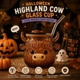 thumbnail image 3 of Halloween Highland Cow Glass Cup with Lid and Glass Straw, 12oz Fall Drinkware Tumbler for Coffee Juice, Summerween Cups, Halloween Gifts for Man Women, 3 of 8