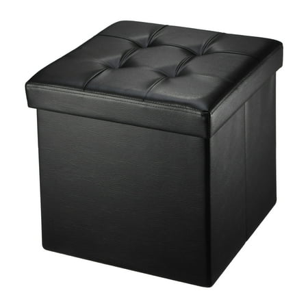 Mllieroo 15 Folding Faux Leather Storage Ottoman Footstool Bench