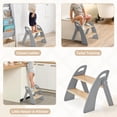 thumbnail image 2 of Taburete de 2 escalones Joothlin de madera para baño infantil plegable, gris, 2 of 6