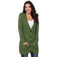 thumbnail image 4 of Women Black/Gray/Green/Red/Purple Front Pocket and Buttons Closure Cardigan, 4 of 5
