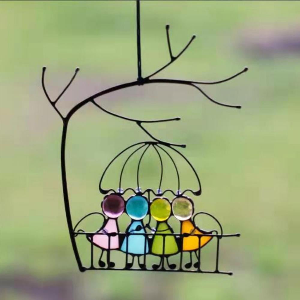 Stained Art Window Hanging Suncatchers Angel Couple Decoration, Exquisite Glass Decoration for