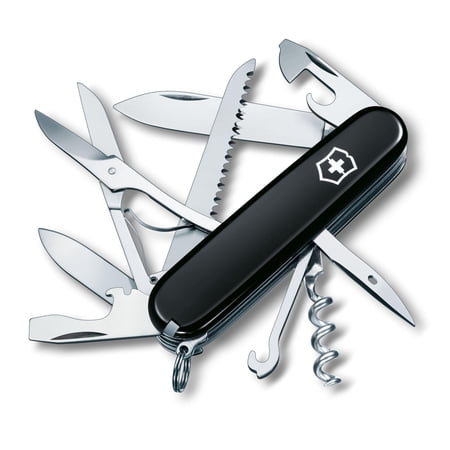 Victorinox Huntsman Swiss Army Knife 15 Functions Swiss Made Pocket Knife with Large Blade Screwdriver Scissors and Wood Saw – Black