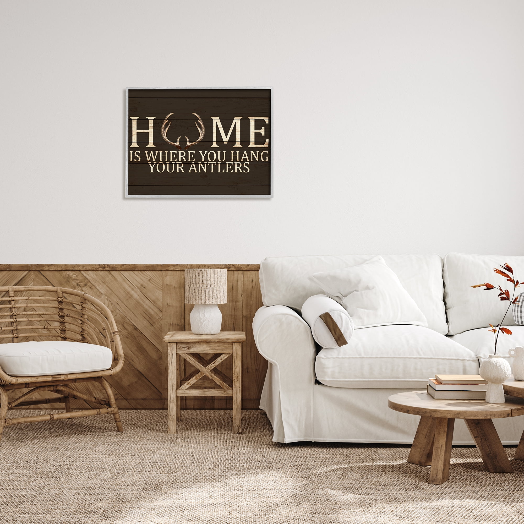 Stupell Indtries Home's Where You Hang Antlers Rtic Hunting Phrase,30 x 24,Design by Kim Allen