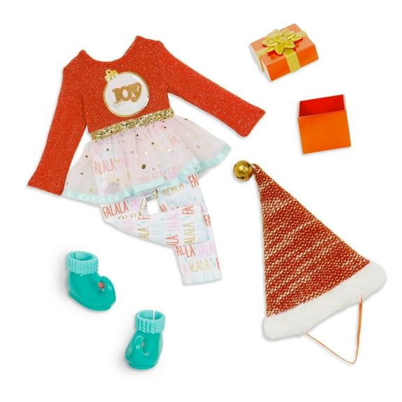 Glitter Girls - 14-inch Doll Clothes - Merry & Bright - Santa Hat - Holiday Outfit - 3 Years + - Merry & Bright C70