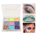 thumbnail image 3 of Paleta de Sombras de Ojos Glitter, 9 Colores Sombra de Ojos Glitter Portable Linda Limpieza Fácil Efecto Duradero Altamete Coloreado para Club, 3 of 7