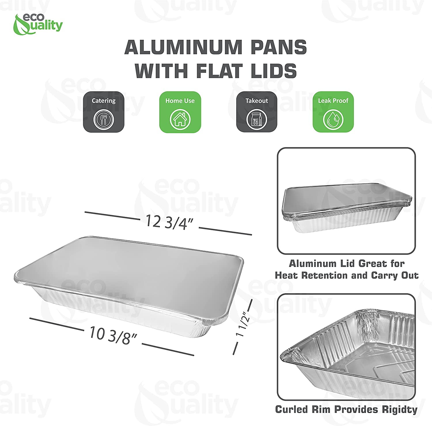 Aluminum Pans 9x13 Disposable Foil Pans Half Size Aluminum Trays with Lids Heavy Duty Steam Table Shallow Tin Foil Pans, Bakeware, Lasagna Pans, Roasting, Food Storing, Catering, Cake, Oven Pan (10)