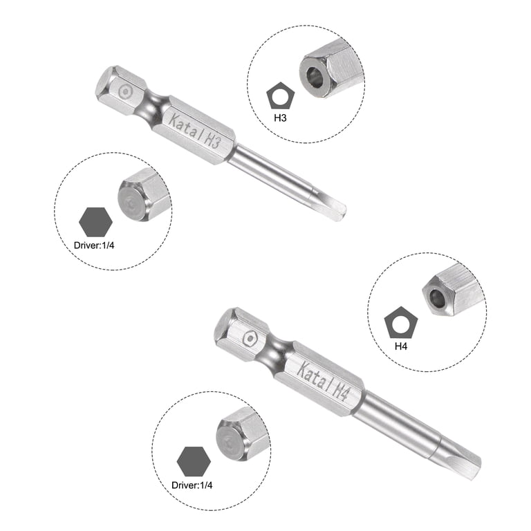 H3-H8 Magnetic Security Pentagon Screwdriver Bit Set 1/4