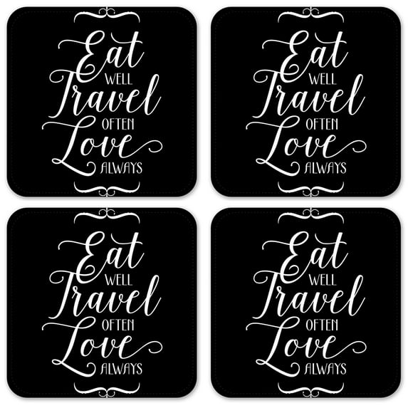 Vinyl Drink Coasters - Set of 4 - Eat Travel Love