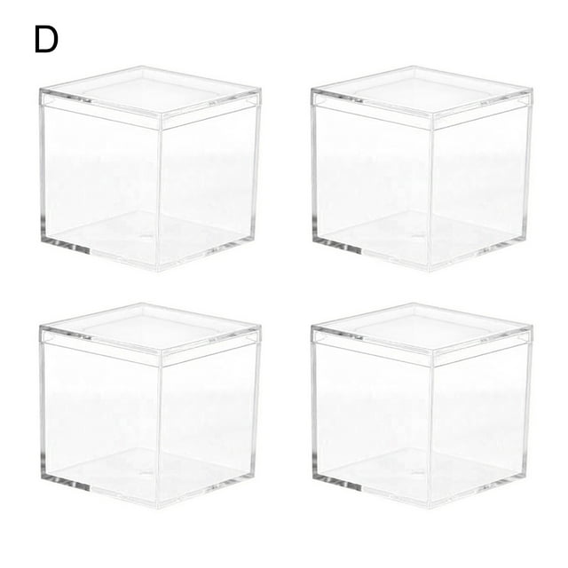 Trayknick 4 Pcs Boîte à Bonbons Durable Utilisations Multiples PS Cube Transparent Compact Portable Couvercle Organisateur Conteneur pour Mariage