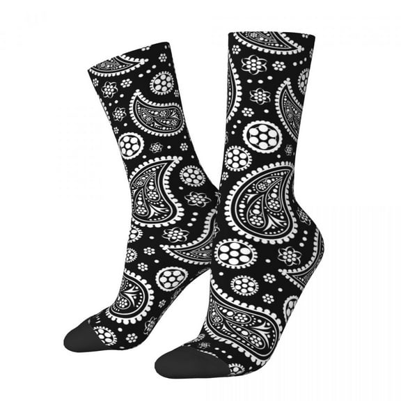 Paisley Texture Socks Black And White Kawaii Stockings Women Men High Quality Running Sock