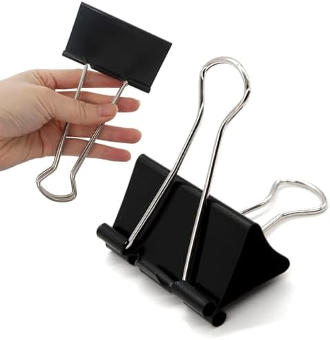 Tekola 3 Inch Extra Large Jumbo Binder Clips (12 Pack), Heavy Duty Paper Clamps for Office and Home Supplies, Black