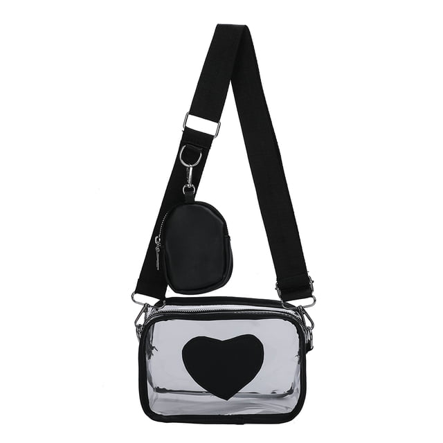 Bolso Bandolera Btafrte PVC Transparente Love Fashion Shoulder Bag Con Bolso Pequeño negro