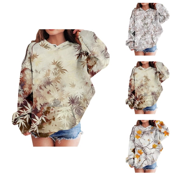 Girls Camo Hoodies Camouflage Long Sleeve Graphic Hooded Sweatshirt with Pockets Kids Pullover Tops