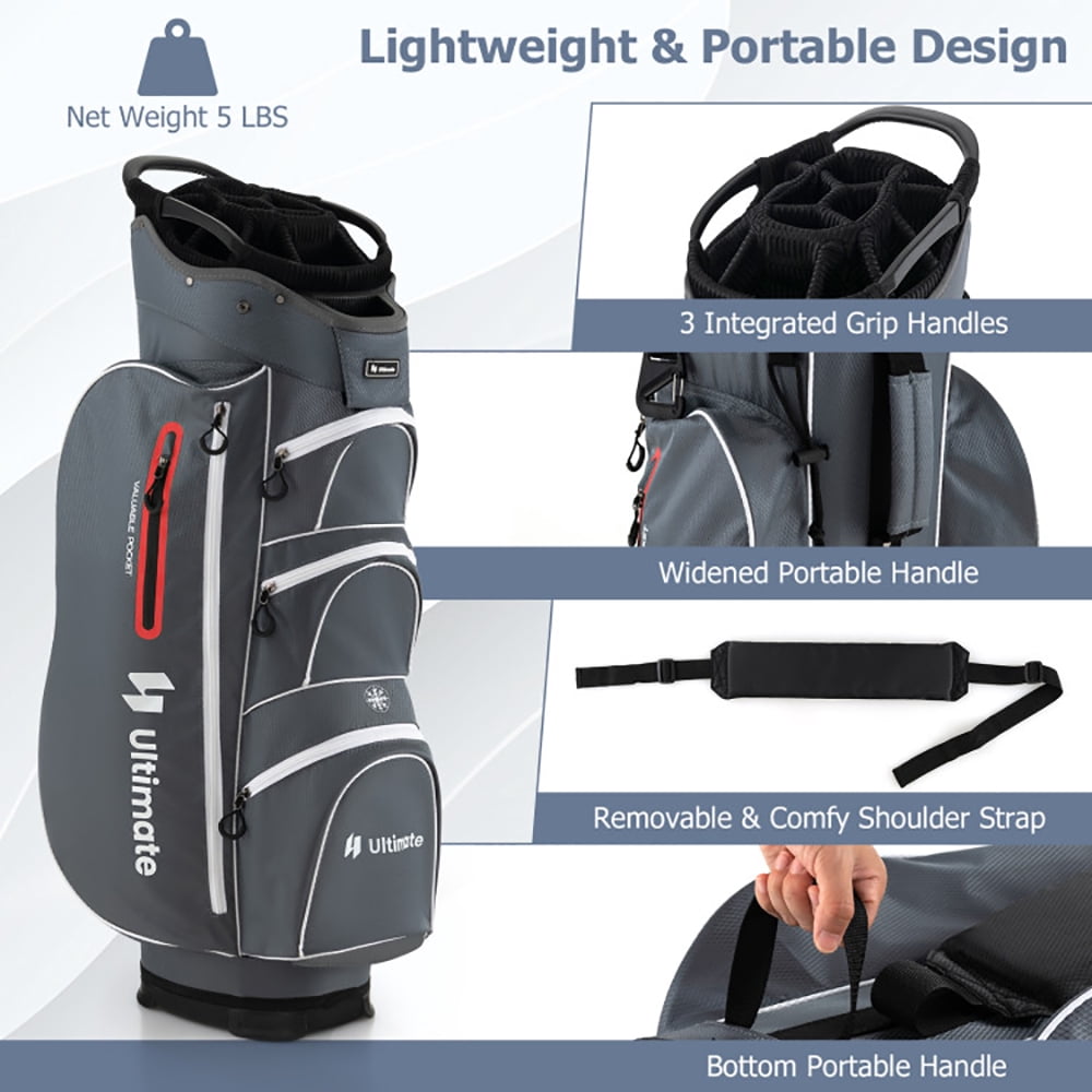 Demifill 9.5 Inch Lightweight Golf Cart Bag with 15 Way Top Dividers, Lightweight Golf Clubs Bag with 7 Zippered Pockets, Portable Golf Carry Bag for Outdoor, Red