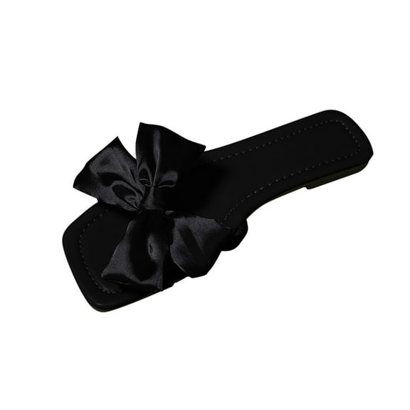 Hopeusnice Flats Shoes for Women Flat Heel Breathable Soft Non-Slip Open Toe PU Materials Summer Shoes Women's Flats Shoes Trendy Square Toe Vacation Shoes Black 36