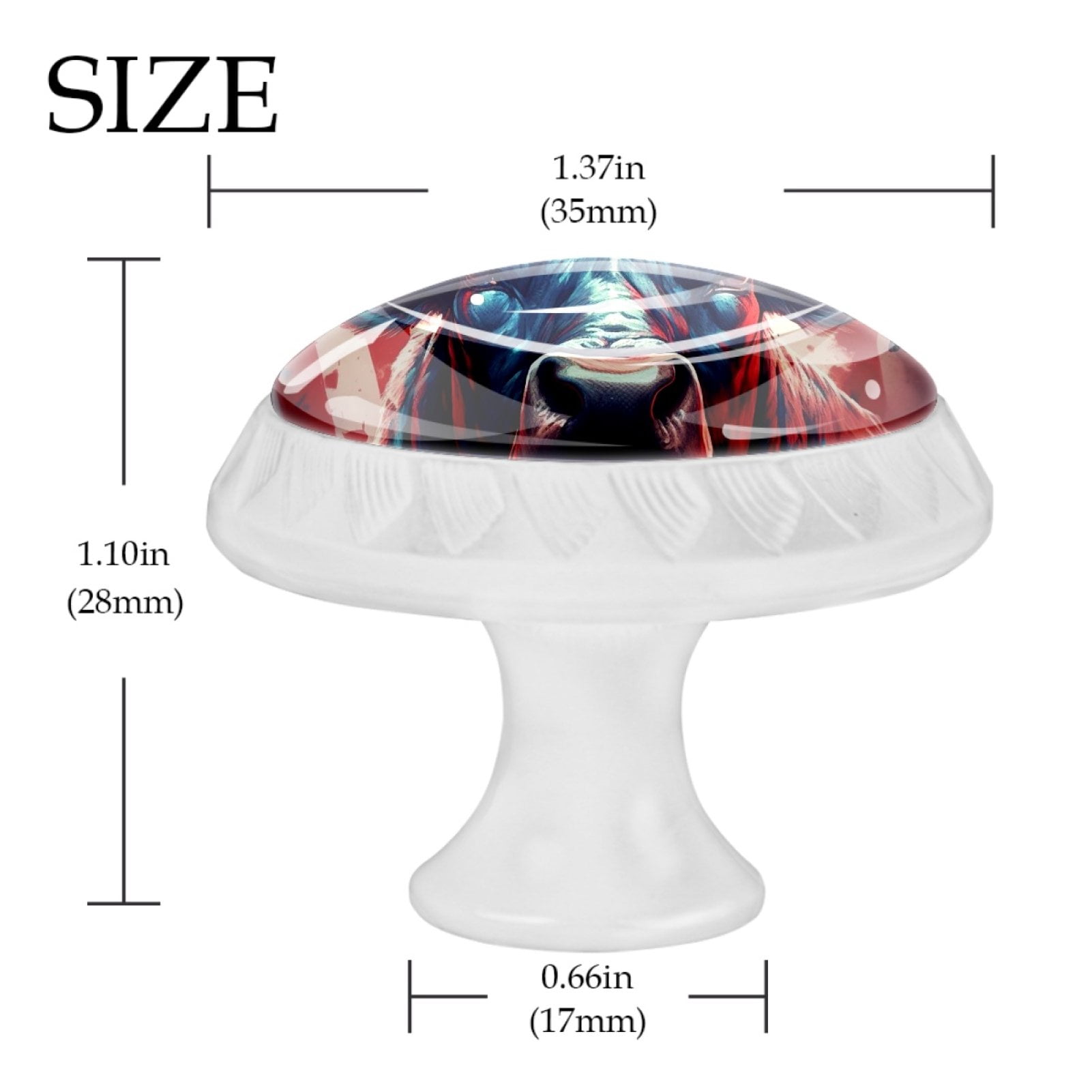 4 Pcs Cow American Flag Knobs for Kitchen Cabinet Cupboard Dresser Bookcase Drawer Pulls Handles Round Home Decor