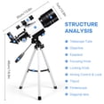 thumbnail image 3 of Telescope for Adults & Kids, 70mm Aperture 300mm Refractor Telescopes (15X-150X) for Astronomy Beginners, Portable Travel Telescope with Tripod, Phone Adapter & Carrying Bag, Astronomy Gifts for Kids, 3 of 9