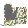 thumbnail image 4 of ZNDUO Non-Slip Cooking Oven Gloves, Watercolor Forest Tiger Doodle Art Pattern Oven Mitts and Pot Holders Set, 4 of 8