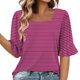 thumbnail image 1 of Blusas de Manga Corta para las Mujeres, Moda Verano Impreso, Blusas de Cuello Redondo, Chaqueta de Manga Corta para las Mujeres, 1 of 8