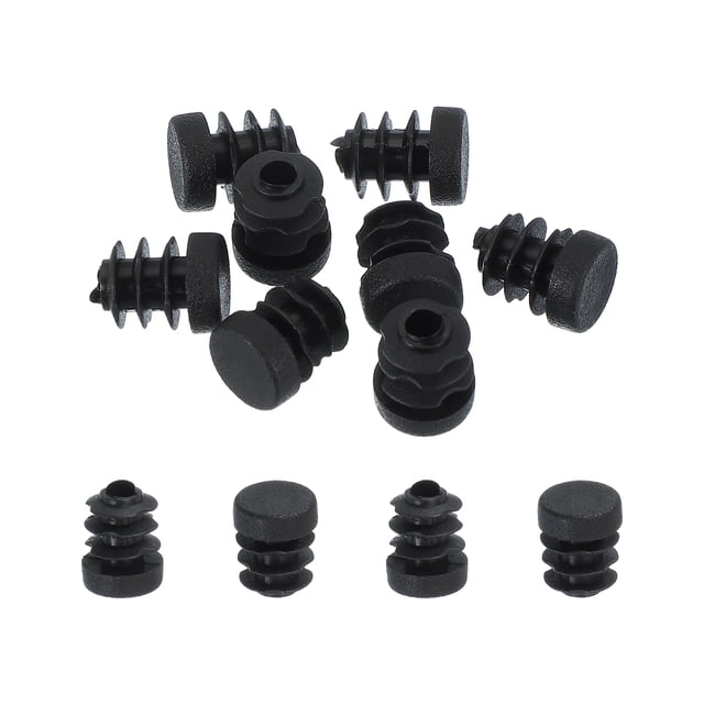 Tapas de extremo de plástico Uxcell de 1/2" 10Pcs tapón de agujero redondo insertado negro