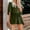 Green, variant on Womens Summer Rompers Trendy V Neck Ruffle Short Sleeve Drawstring Tummy Control Romper Batwing Sleeve Jumpsuits