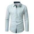 thumbnail image 3 of Men's Vintage Casual Button Collar Shirt Top Solid Color Breathable Loose Fit Shirt for Daily Office Business Casual Travel Outfits | AESTIVO,Green XL, 3 of 8