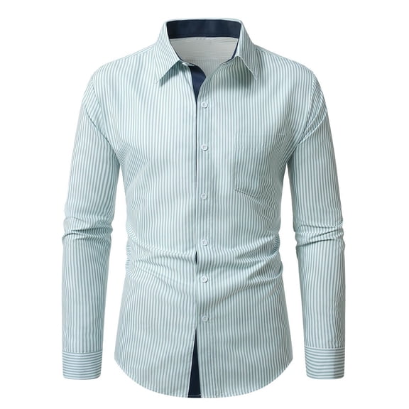 YYDGH Men's Striped Button Down Shirts Long Sleeve Dress Shirts Regular Fit Formal Bussiness Casual Work Shirt