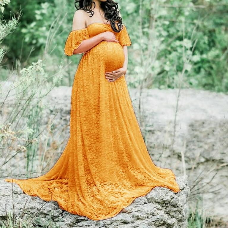 Women's Lace Maternity Trailing Petite Dresses Short Sleeved Dress