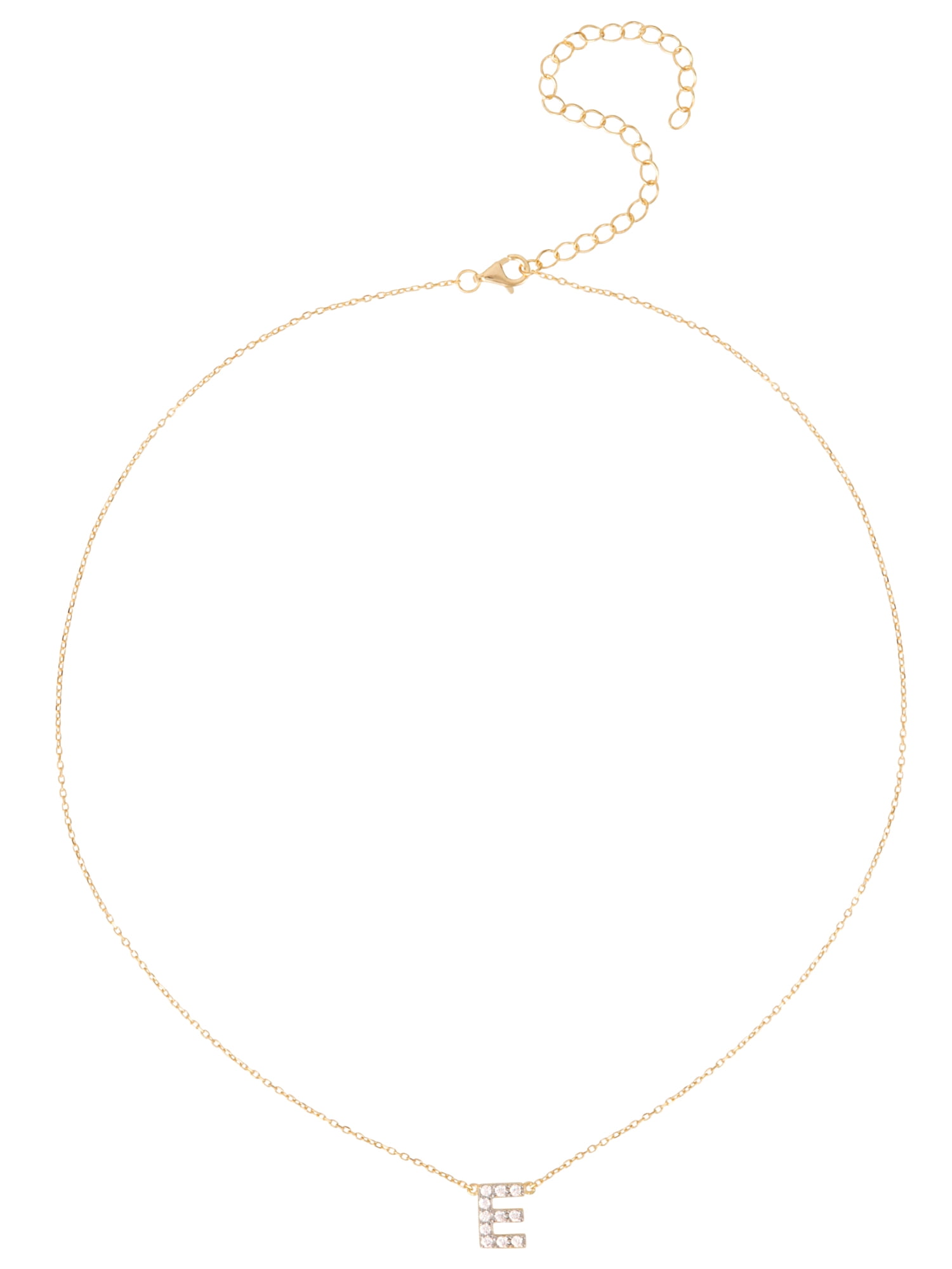Brilliance Fine Women’s Sterling Silver 14kt Gold Plated Cubic Zirconia Initial E Pendant Set
