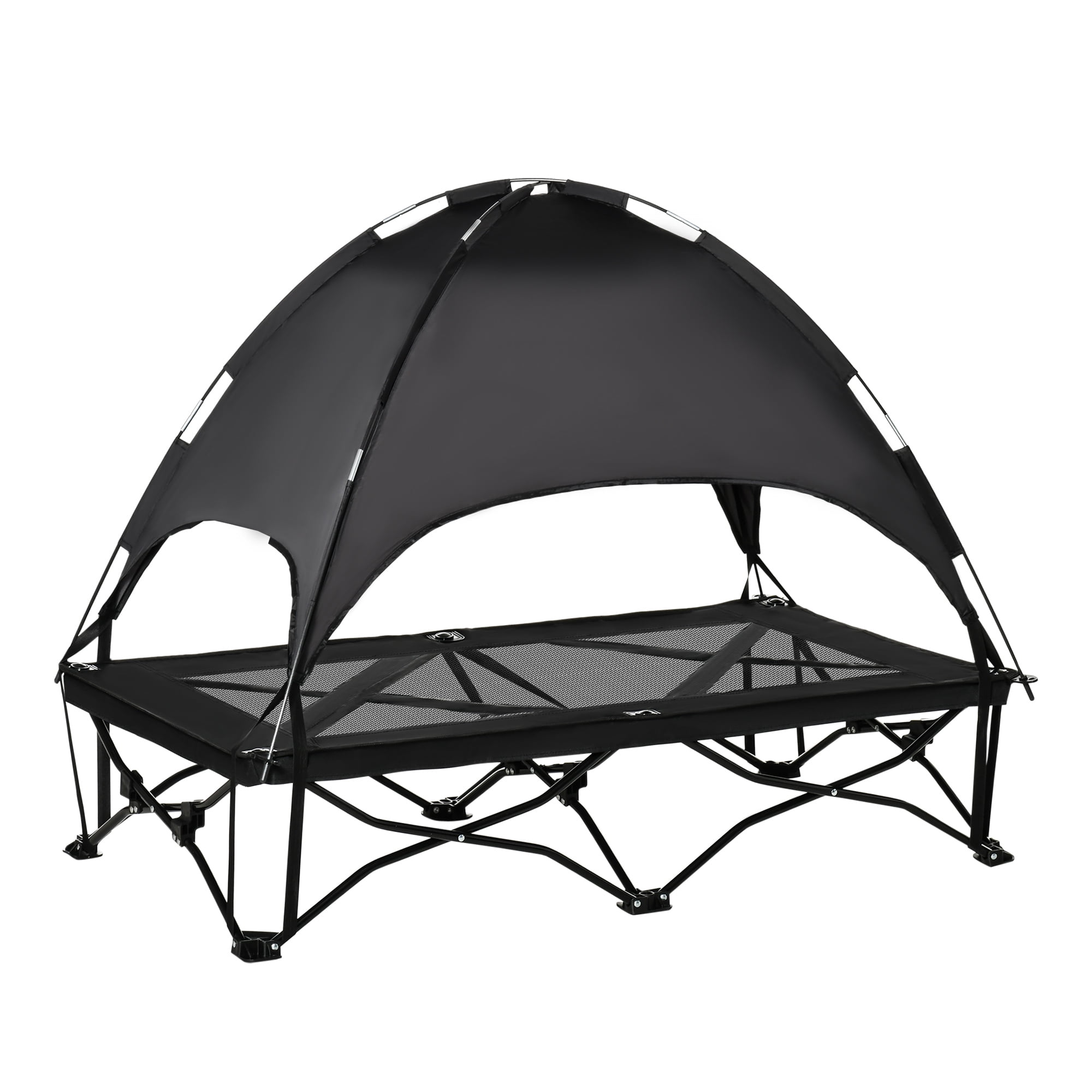 PawHut 46" Elevated Dog Bed, Raised Pet Cooling Cot w/ Canopy Shade