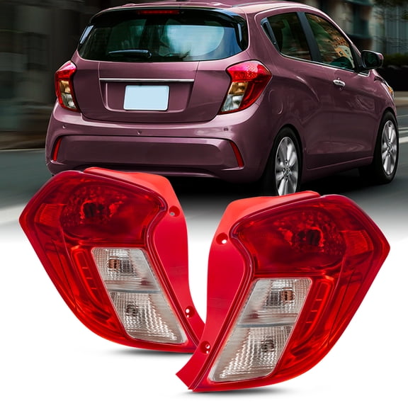 AKKON - Fits 2016-2022 Chevy Spark [Halogen Type] Red Clear Tail Lights Pair Driver   Passenger Replacement 16-22