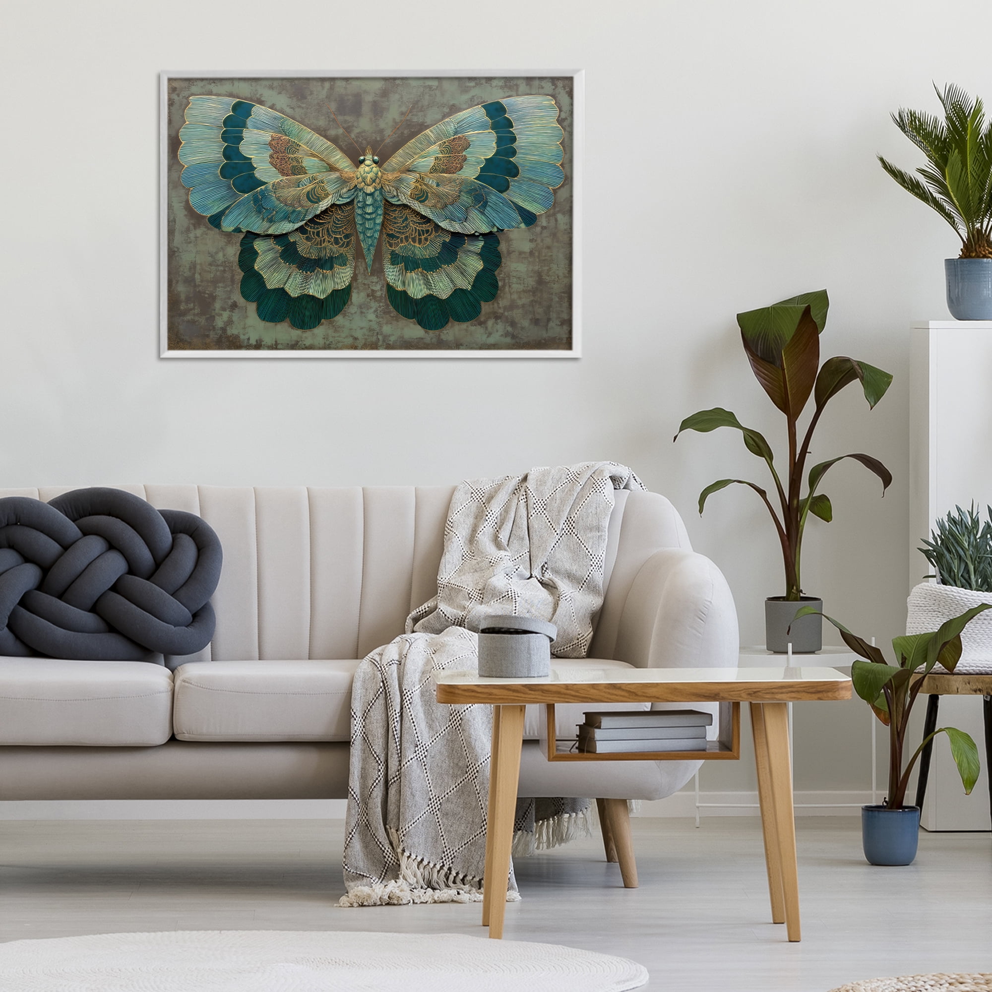 Stupell Industries Golden Jewel Butterfly White Framed Giclee Art, design by Petal Prints Design