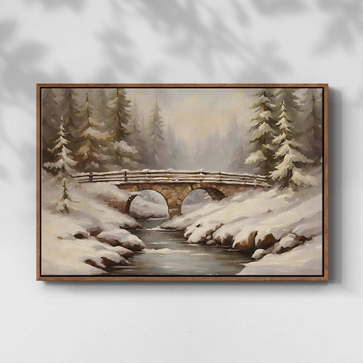 Vintage Landscape-CLXXVI By Wexford Home Framed in Walnut Wood Gallery Wrapped Canvas 25 in. x 37 in.