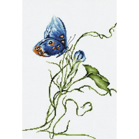 UPC: 4840746012723 | Counted Cross-Stitch Kit Emotion B2242L Needlework Easy Small Flower Green By Luca-S Butterfly Canvas