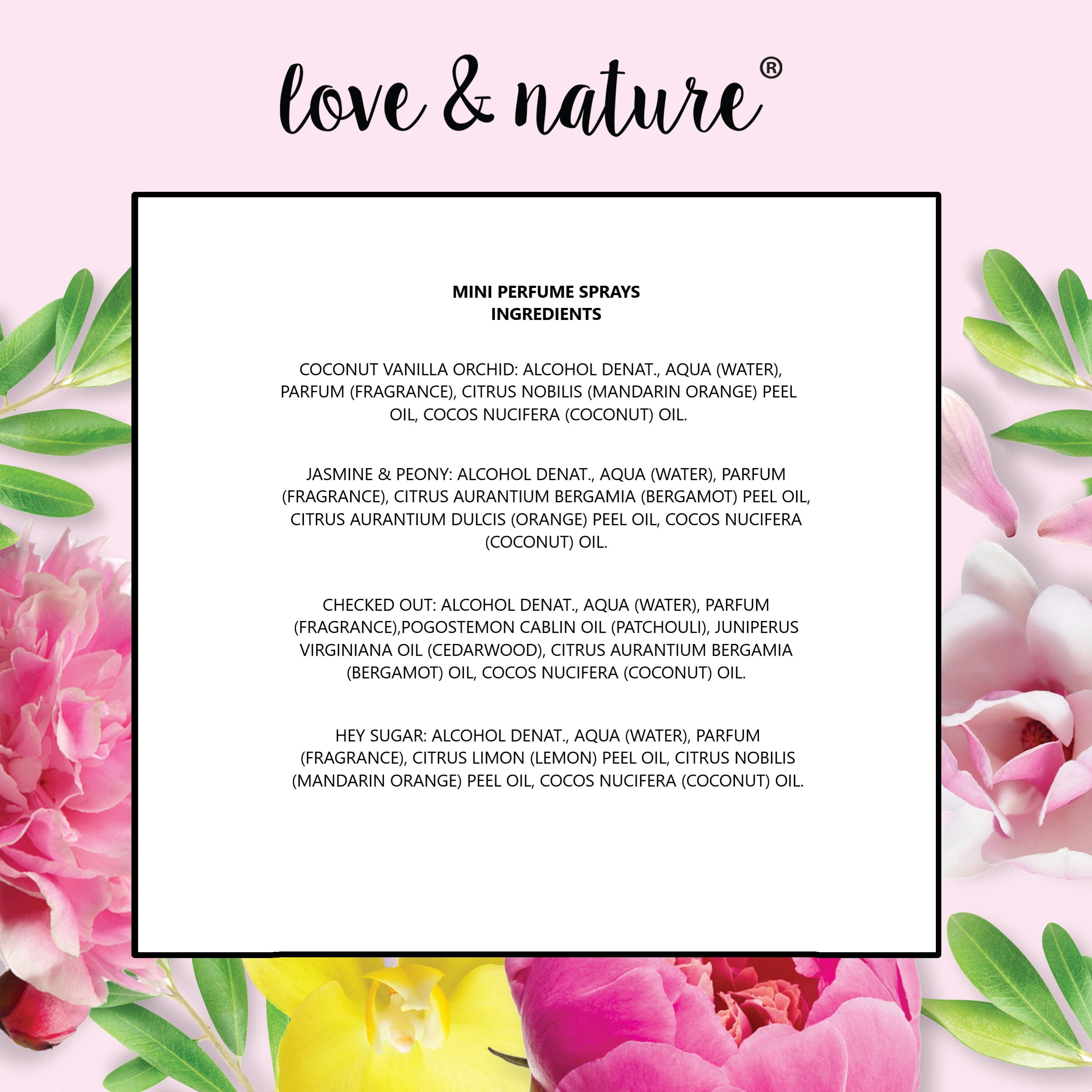 Love Nature Vegan Fragrance Body Mist Mini Perfumes Set 4