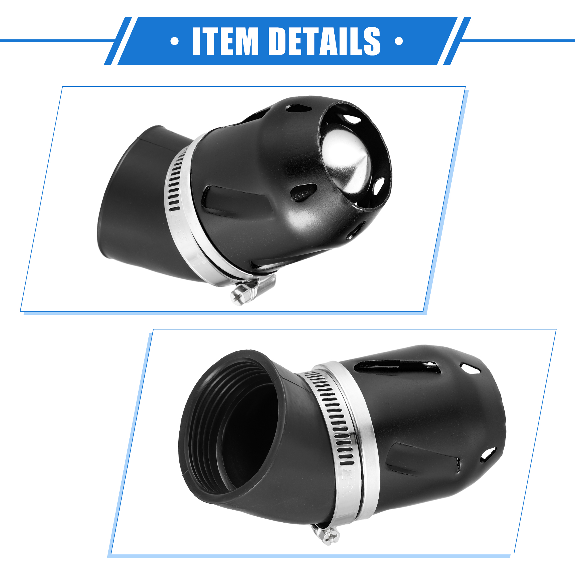 Unique Bargains Universal Motorcycle Air Filter 26/35/42/48mm ID Motorcycle ATV Black