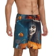thumbnail image 2 of Sikiie Modern Style Pumpkin Witch Mens Pajama Shorts, Lightweight Lounge Pant with Pockets Soft Sleep Pj Shorts for MenLarge, 2 of 6