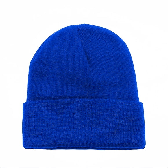 Ensemble de 3 Bonnets Longs Simples à Revers Skullies pour Hommes et Femmes (Bleu Royal)