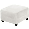 thumbnail image 1 of Stretch Velvet Ottoman Slipcover, Square Footstool Cover with Elastic Bottom, Furniture Protector for Storage Stool, Machine Washable, Cuxi Stool Protective Cover White, 1 of 7