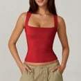 thumbnail image 4 of Vmvidoty Summer Women Tank Top Square Neck Sleeveless Basic Tight T Shirts Red M, 4 of 5