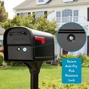 Architectural Mailboxes Oasis 360 Locking Post Mount Mailbox, Black, Large