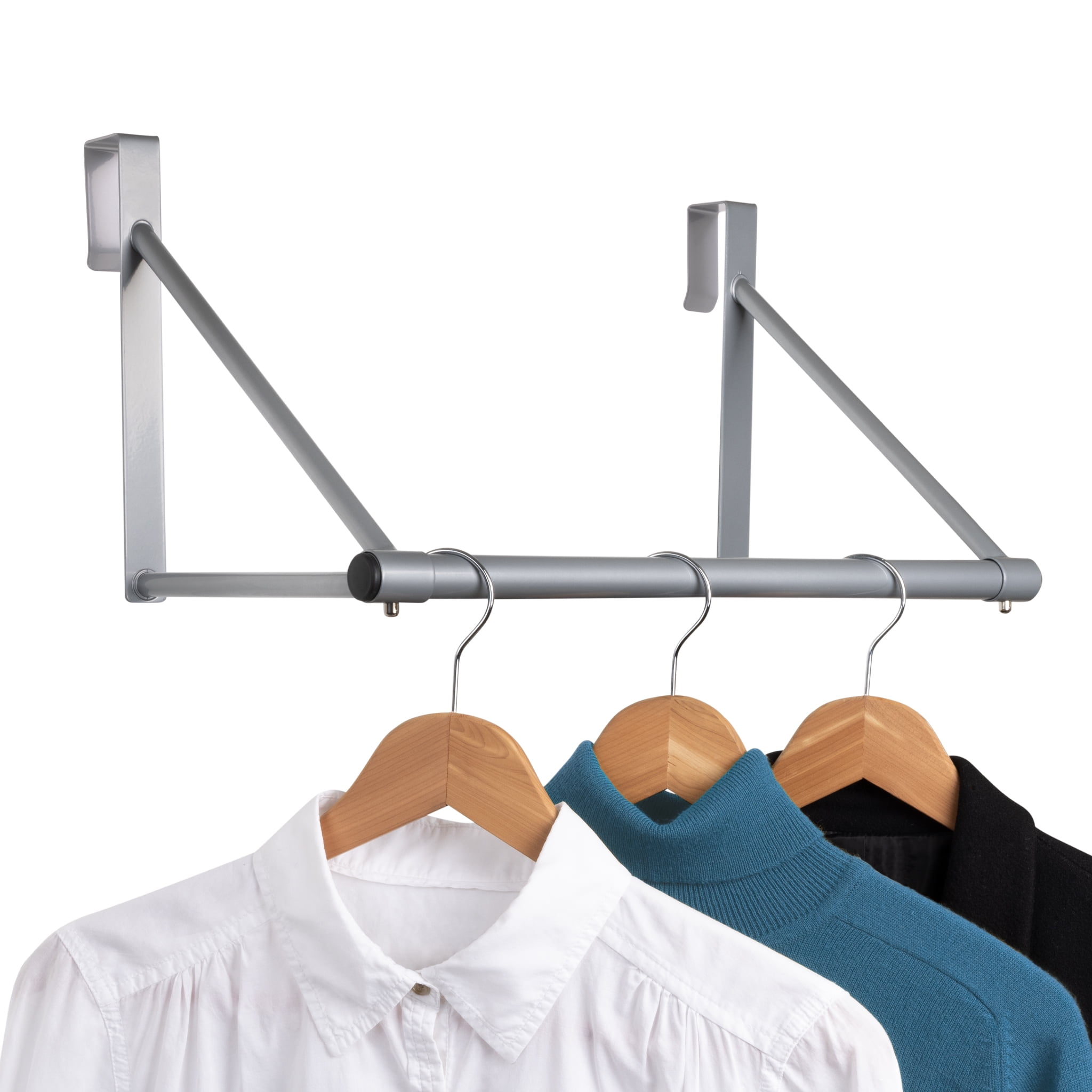 Mainstays over the Door Metal Hanging Organizer Rod Silver Walmart