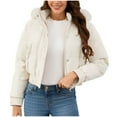 thumbnail image 2 of Aloohaidyvio Women's Winter Cropped Puffer Jacket Long Sleeve Oversized Stand Collar Zip-Up Short Coat,Sizes S, 2 of 6