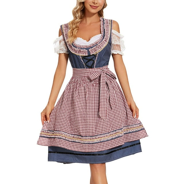 BJUTIR Robes d'Été pour Femmes Grande Taille Robe Allemande Col Carré Tablier Oktoberfest Fille