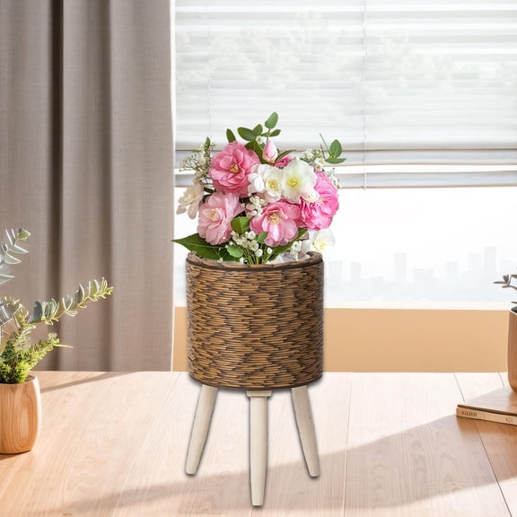 koolsoo Plant Basket with Legs Simple Plant Pot for Farmhouse Drawing Room Apartment Brown