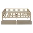 thumbnail image 4 of Full Size Daybed with Two Storage Drawers, Solid Wood Sofa Bed Frame with Guardrails and Support Slats, Low Platform Bed Frame for Teens Girls & Boys, No Box Spring Needed, Natural, 4 of 7