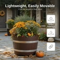 thumbnail image 5 of RTS Home Accents 100% Recycled Polyethylene 18 inch Heavy Duty Better Barrel Planter With Rusting Steel Bands, Walnut Color, 5 of 8
